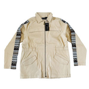 DG2 Diane Gilman Women's Large Brushed Sateen Dream Anorak Jacket Taupe Western